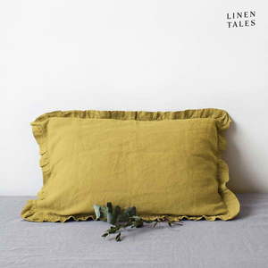 Ľanová obliečka na vankúš 40x40 cm Lemon Curry – Linen Tales vyobraziť