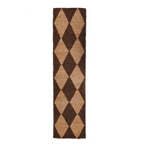 Hnedý/v prírodnej farbe ručne tkaný behúň s prímesou juty 80x230 cm Effie Diamond – Flair Rugs vyobraziť