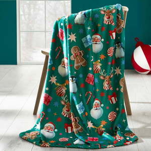 Zelená deka s vianočným motívom z mikroplyšu 130x170 cm Christmas Icons – Catherine Lansfield vyobraziť