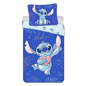 Modré bavlnené detské obliečky na jednolôžko 140x200 cm Lilo & Stitch "Aloha" – Jerry Fabrics vyobraziť