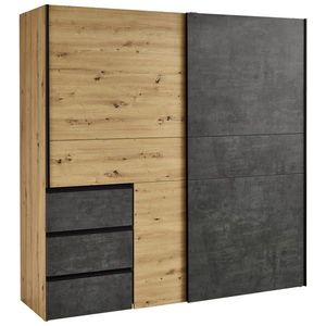 Carryhome ŠAT. SKRIŇA S POSUV. DVERAMI, tmavosivá, dub artisan, 170/200/61 cm vyobraziť