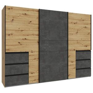 Carryhome ŠAT. SKRIŇA S POSUV. DVERAMI, tmavosivá, dub artisan, 270/200/61 cm vyobraziť