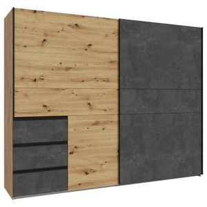 Carryhome ŠAT. SKRIŇA S POSUV. DVERAMI, tmavosivá, dub artisan, 250/200/61 cm vyobraziť