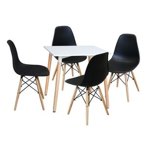 Jedálenský stôl 80x80 UNO biely + 4 stoličky UNO čierne vyobraziť
