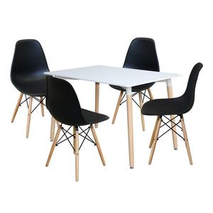 Jedálenský stôl 120x80 UNO biely + 4 stoličky UNO čierne vyobraziť