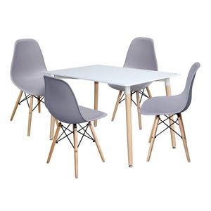 Jedálenský stôl 120x80 UNO biely + 4 stoličky UNO sivé vyobraziť