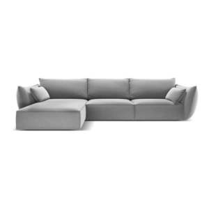 Svetlosivá zamatová rohová pohovka (ľavý roh/s leňoškou) Vanda – Mazzini Sofas vyobraziť