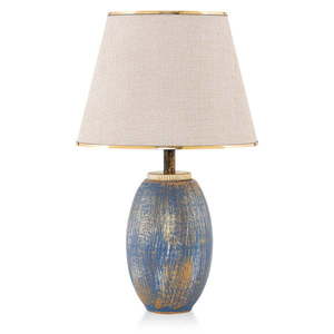 Modrá/krémová stolová lampa s textilným tienidlom (výška 50 cm) Yakamoz – Opviq lights vyobraziť