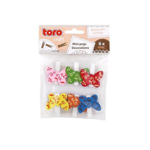 Drevené dekoračné štipce TORO 6ks motýlik vyobraziť