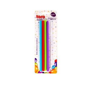 Silikónová slamka 20cm TORO 4ks s kefkou vyobraziť