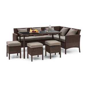Blumfeldt Titania Dining Lounge Set, záhradné sedenie, rohová súprava, stôl, stolčeky, hnedá vyobraziť