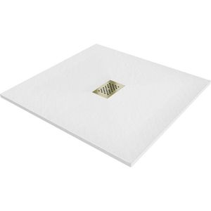 MEXEN/S - Hugo sprchová vanička SMC 100 x 100, biela, krytka zlatá 42101010-G vyobraziť