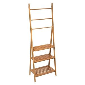 Bambusový stojan s vešiakmi na uteráky do kúpeľne 152 cm hnedý vyobraziť
