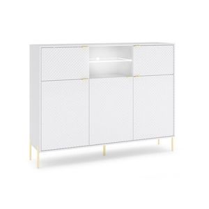 Komoda Diamond s LED osvetlením 153, 9 cm biely lesk vyobraziť