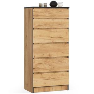 Komoda KRISTAL K60 so 6 šuflíkmi dub craft zlatý vyobraziť