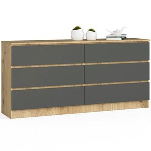 Komoda Kuba 160 cm 6 zásuviek dub artisan/grafit vyobraziť