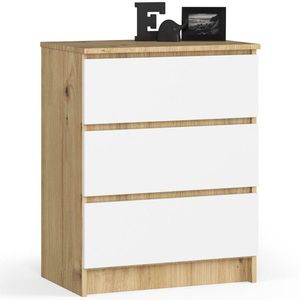 Komoda Kuba 60 cm - 3 zásuvky dub artisan/biela vyobraziť