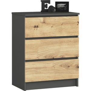 Komoda Kuba 60 cm s 3 zásuvkami grafit/dub artisan vyobraziť