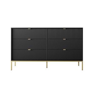 Komoda Nova 154 cm so zásuvkami čierna/zlatá vyobraziť