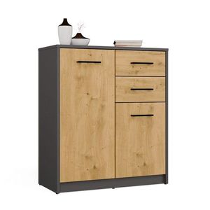 Komoda SIMPLO 2D2S 74 cm antracitová/dub artisan vyobraziť