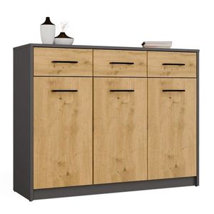 Komoda SIMPLO 3D3S 109 cm antracitová/dub artisan vyobraziť