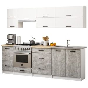 Kuchynská linka Olivie G2 2, 4 m biela/betón/dub sonoma vyobraziť