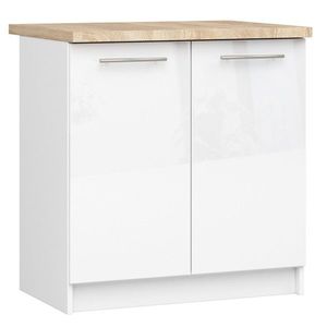 Kuchynská skrinka Olivie S 80 cm 2D biela/biely lesk/dub sonoma vyobraziť