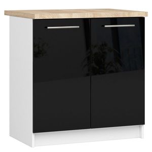 Kuchynská skrinka Olivie S 80 cm 2D biela/čierny lesk/dub sonoma vyobraziť