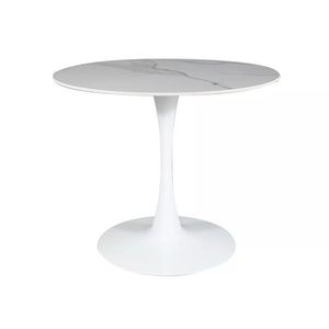 Okrúhly jedálenský stôl Espero 90 cm biely mramor/biely vyobraziť