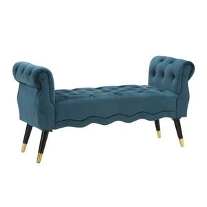 Lavice Paris 120 cm samet tyrkysová/zlatá vyobraziť