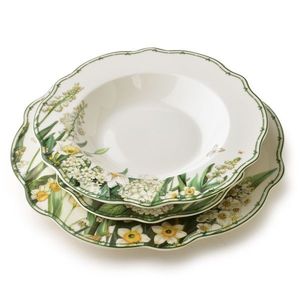 Porcelánová jedálenská súprava LEA Elegant 18 ks biela/zelená vyobraziť