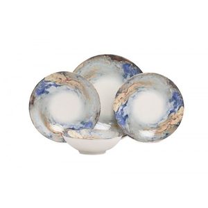 Porcelánová súprava 24 ks tanierov BlueEarth biela/modrá vyobraziť