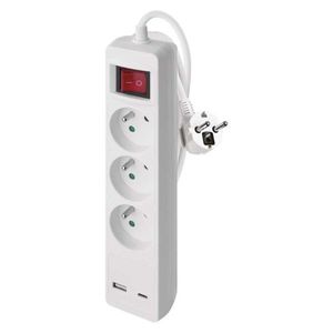 Predlžovací kábel s vypínačom, 3 zásuvkami a USB portami 1, 5 mm² CABRERA 2 m biely vyobraziť