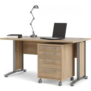 Písací stôl Dôstojník 80400/35 150 cm s kontajnerom dub Sonoma/strieborný vyobraziť