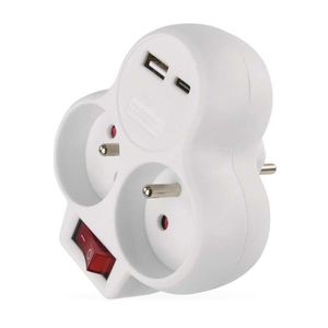 Rozbočovacia zásuvka s vypínačom, 2 zásuvkami a USB portami SEAN biela vyobraziť