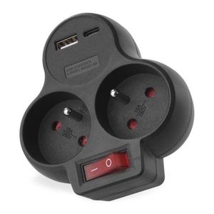 Rozbočovacia zásuvka s 2 vypínačmi a USB portami Ramirez čierna vyobraziť
