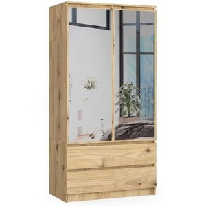 Šatníková skriňa Tesi S90 s dvoma zrkadlami dub artisan vyobraziť