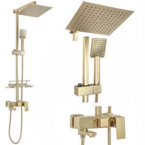 Sprchový set Rea JACK kartáčovaný zlatý - vaňová batéria, dažďová a ručná sprcha, mydelnička vyobraziť