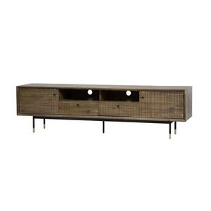 TV stolík Maze 200 cm z masívu hnedý/čierny vyobraziť