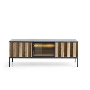 TV stolík Sento s LED osvetlením 154 cm dub wotan/čierny vyobraziť