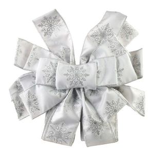 Vianočná dekoračná mašľa Santa Lila 32x130 cm biela so snehovými vločkami vyobraziť