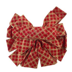 Vianočná dekoračná mašľa Santa Lila 32x130 cm červená s kockovaným vzorom vyobraziť