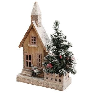 Vianočná LED chalúpka VESELÉ VIANOCE 44 cm hnedá/biela vyobraziť