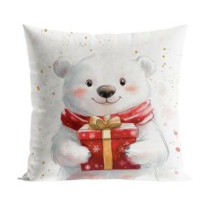 Vianočný obliečka na vankúš Happy Bear 40x40 cm biely vyobraziť