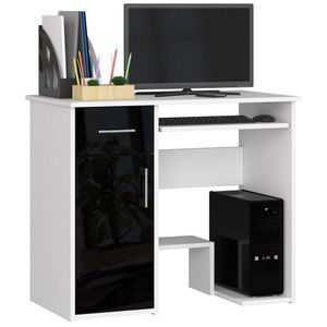 Volně stojící psací stůl Jay 90 cm bílý/černý lesk vyobraziť