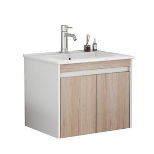 Závesná skrinka pod umývadlo Houseland Morvia 60 cm dub/biela vyobraziť