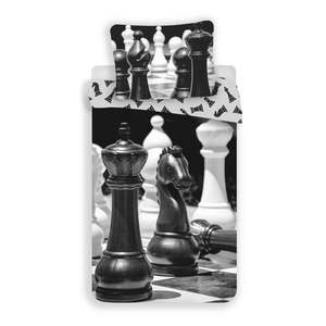 Čierno-biele bavlnené detské obliečky na jednolôžko 140x200 cm Chess – Jerry Fabrics vyobraziť