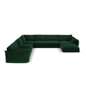 Tmavozelená zamatová rohová pohovka (ľavý roh/do "U") Vanda – Mazzini Sofas vyobraziť