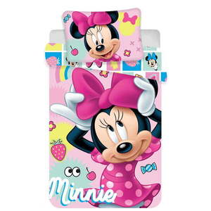 Ružové bavlnené detské obliečky do postieľky 100x135 cm Minnie "Sweet" – Jerry Fabrics vyobraziť