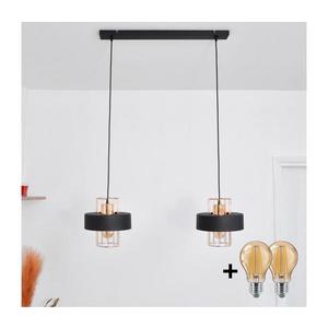 LED Luster na lanku VOLTA 2xE27/15W/230V čierna/zlatá W-L 1377/2 BK+BR vyobraziť